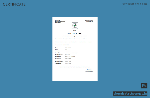 Geburtsurkunde aus Burkina Faso – Beispielansicht (Word und PDF)